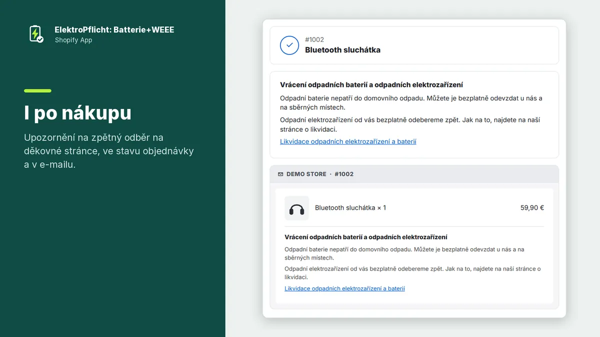 Snímek obrazovky aplikace ElektroPflicht: I po nákupu