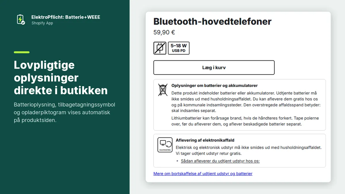 Skærmbillede af appen ElektroPflicht: Lovpligtige oplysninger direkte i butikken