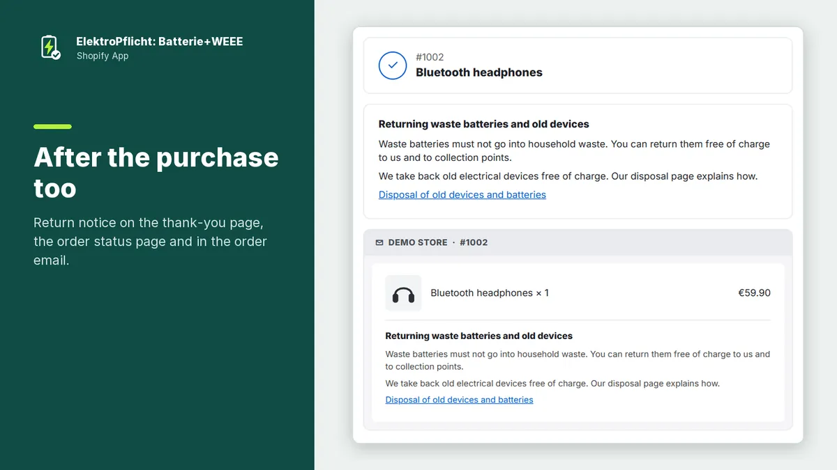 Screenshot of the ElektroPflicht app: After the purchase too