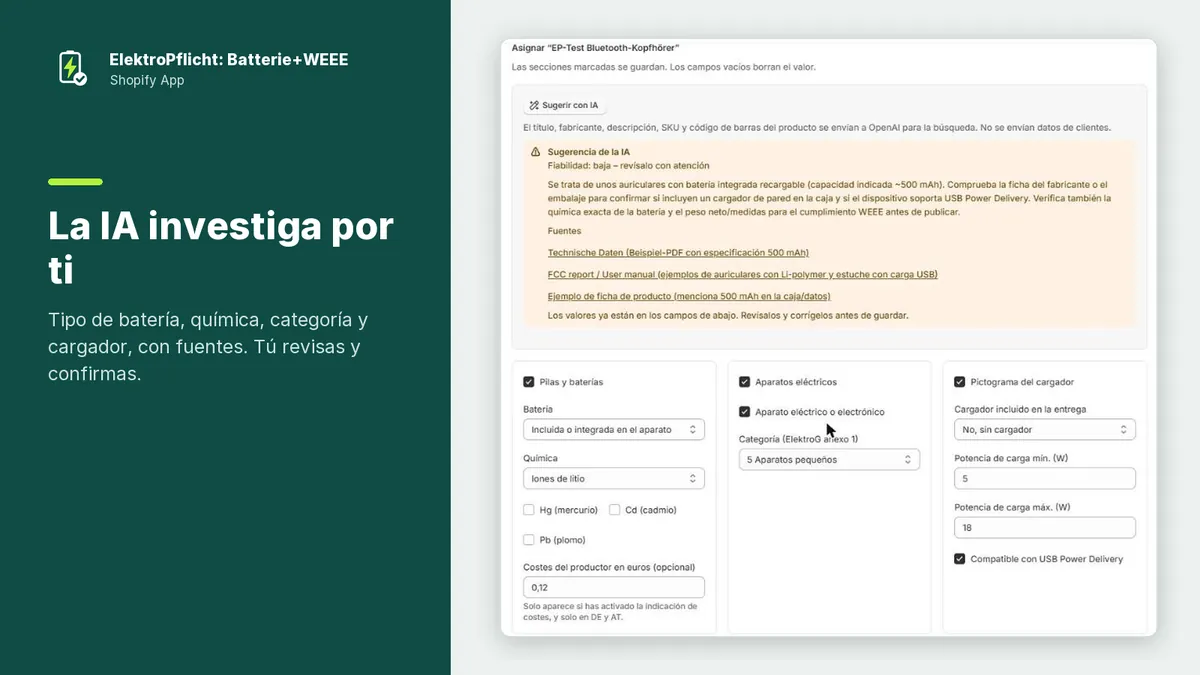 Captura de pantalla de la app ElektroPflicht: La IA investiga por ti