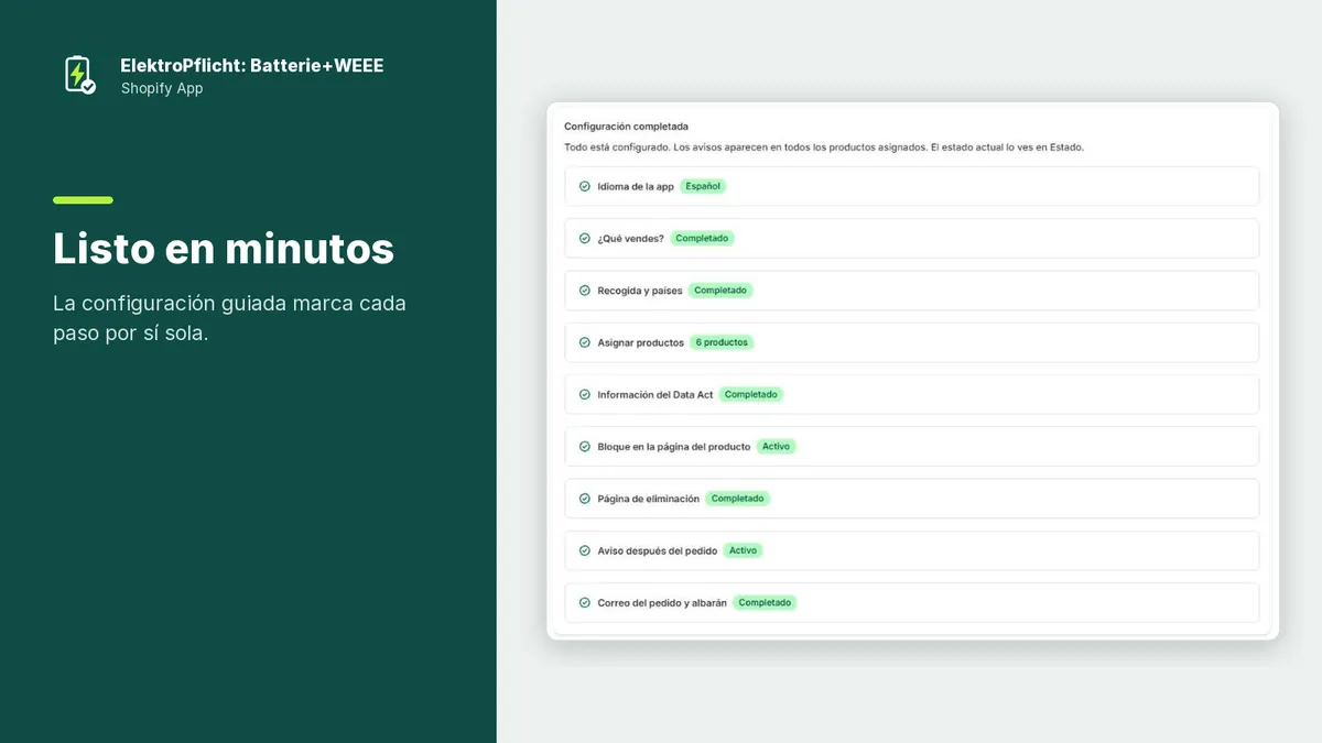 Captura de pantalla de la app ElektroPflicht: Listo en minutos