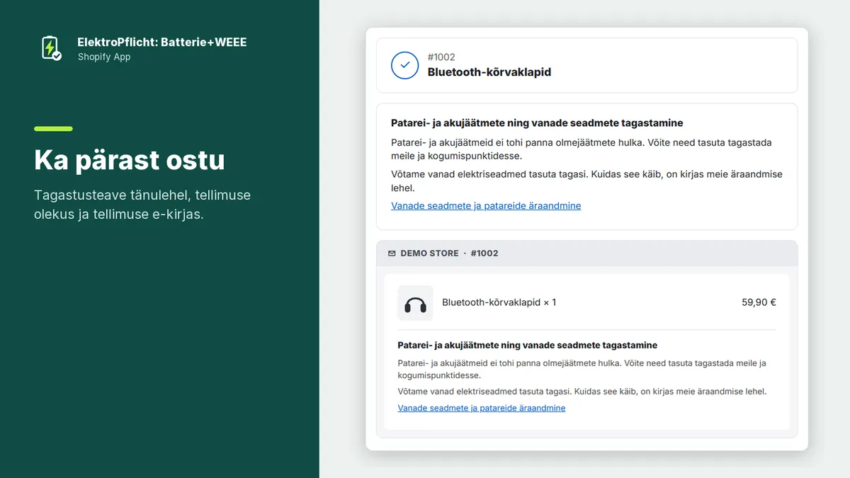 ElektroPflichti rakenduse ekraanipilt: Ka pärast ostu