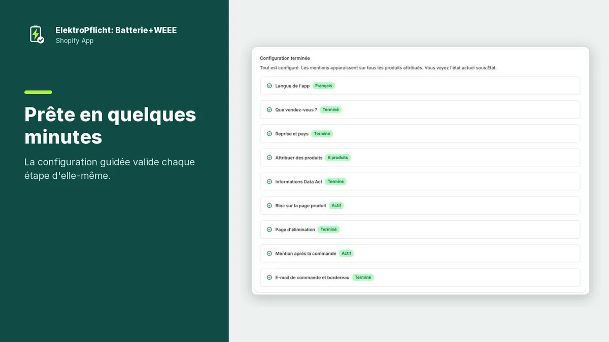 Capture d’écran de l’application ElektroPflicht: Prête en quelques minutes