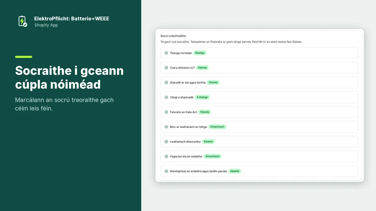 Gabháil scáileáin den aip ElektroPflicht: Socraithe i gceann cúpla nóiméad