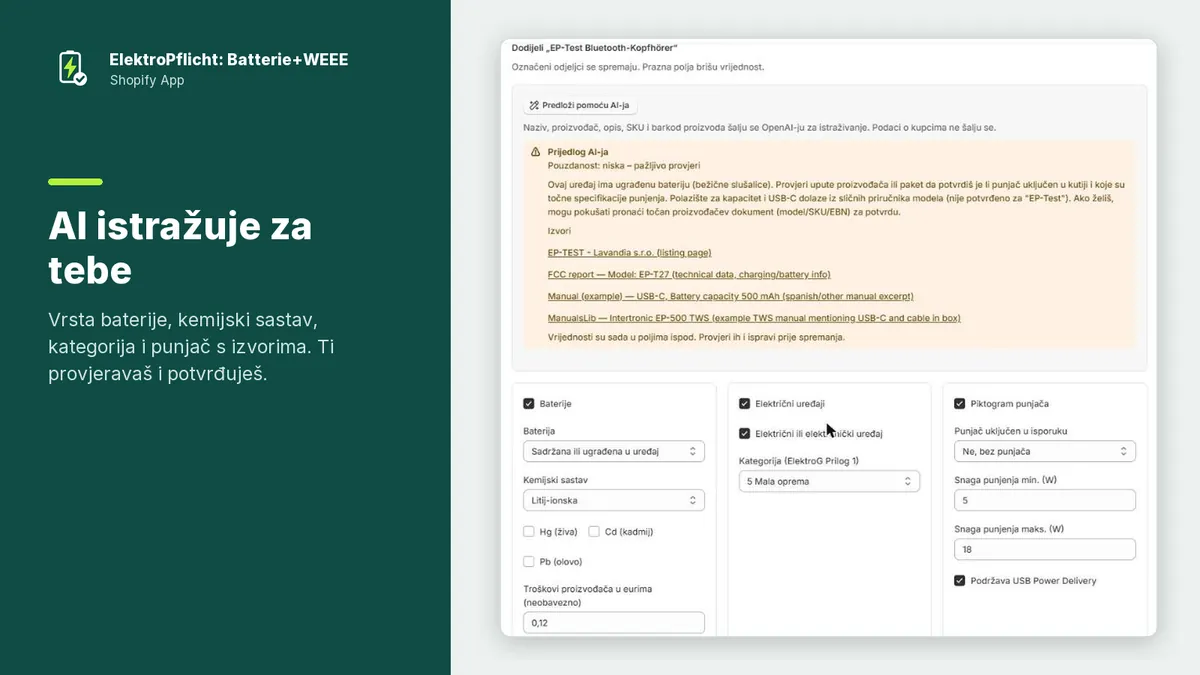 Snimka zaslona aplikacije ElektroPflicht: AI istražuje za tebe