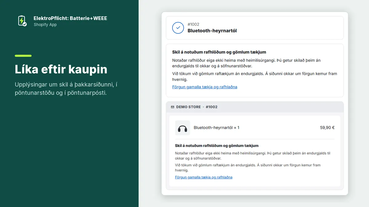 Skjámynd af ElektroPflicht-forritinu: Líka eftir kaupin