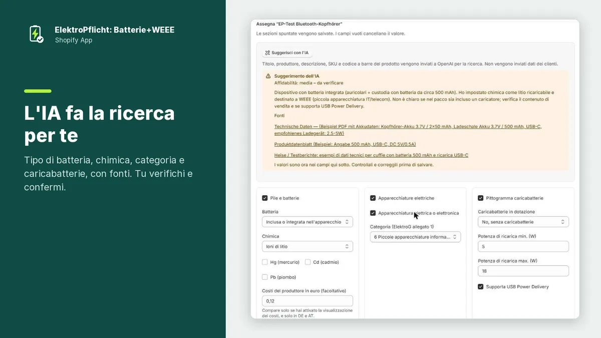 Screenshot dell’app ElektroPflicht: L'IA fa la ricerca per te