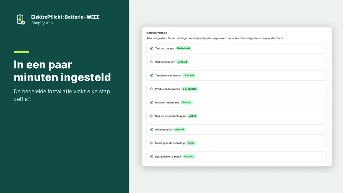 Screenshot van de app ElektroPflicht: In een paar minuten ingesteld