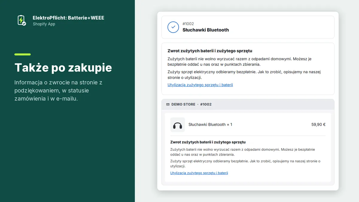 Zrzut ekranu aplikacji ElektroPflicht: Także po zakupie