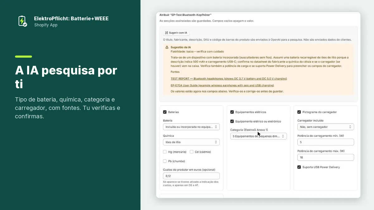 Captura de ecrã da app ElektroPflicht: A IA pesquisa por ti