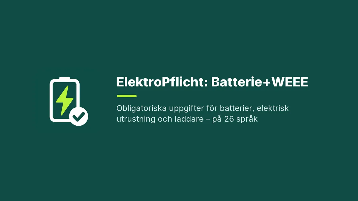 Obligatoriska uppgifter för batterier, elektrisk utrustning och laddare – på 26 språk